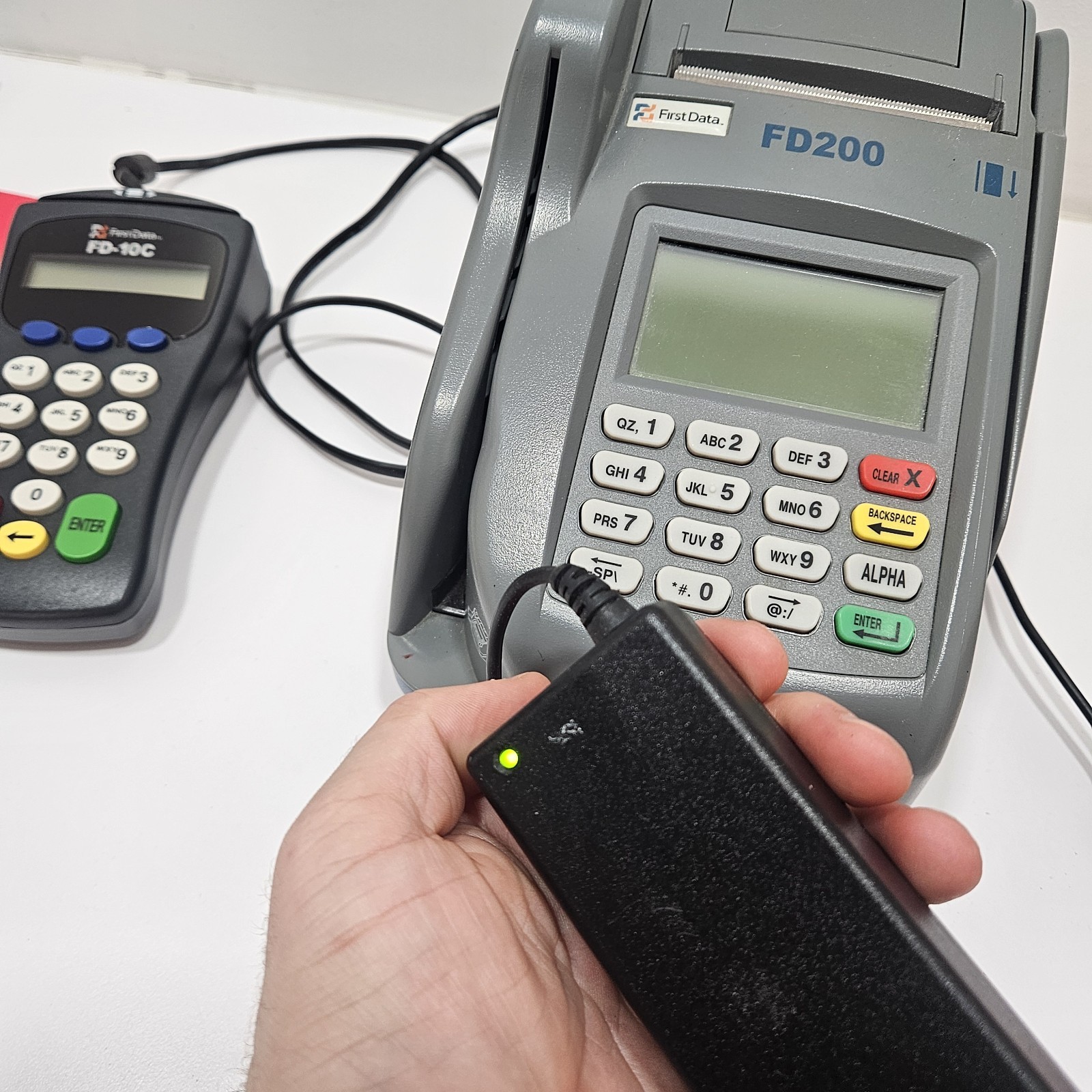 First Data FD200 Terminal & Check Reader With Power Adapter Fd-10c (Not Working