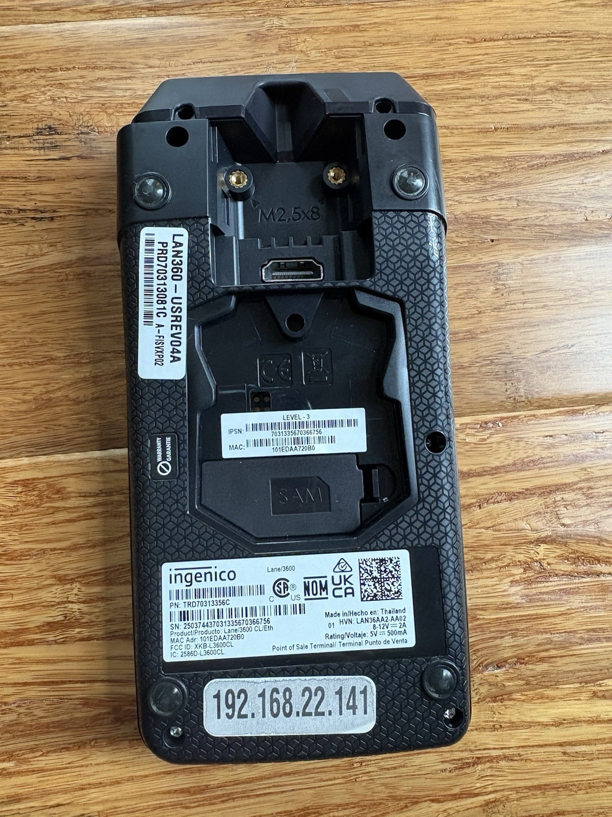 Ingenico Lane 3600 Card Reader Terminal Contactless HARNESS & POWER SUPPLY