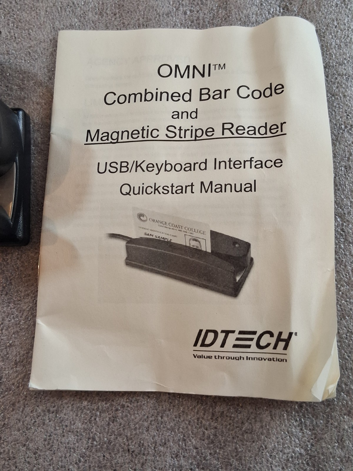 Idtech WCR3237-612U Omni Barcode and MagStripe Reader, Track 1, 2