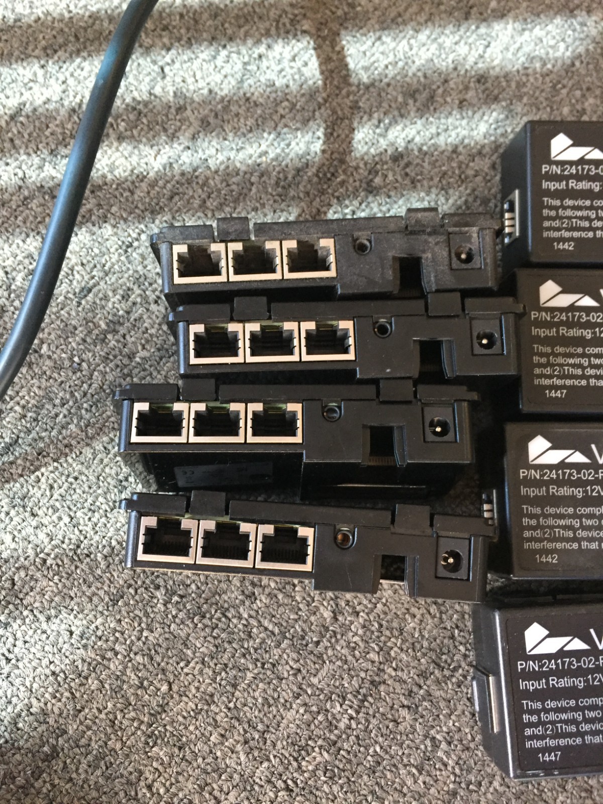 LOT of 5 Verifone 24173-02-R 2M Cable Purple & 5 MX900-02 ethernet modules