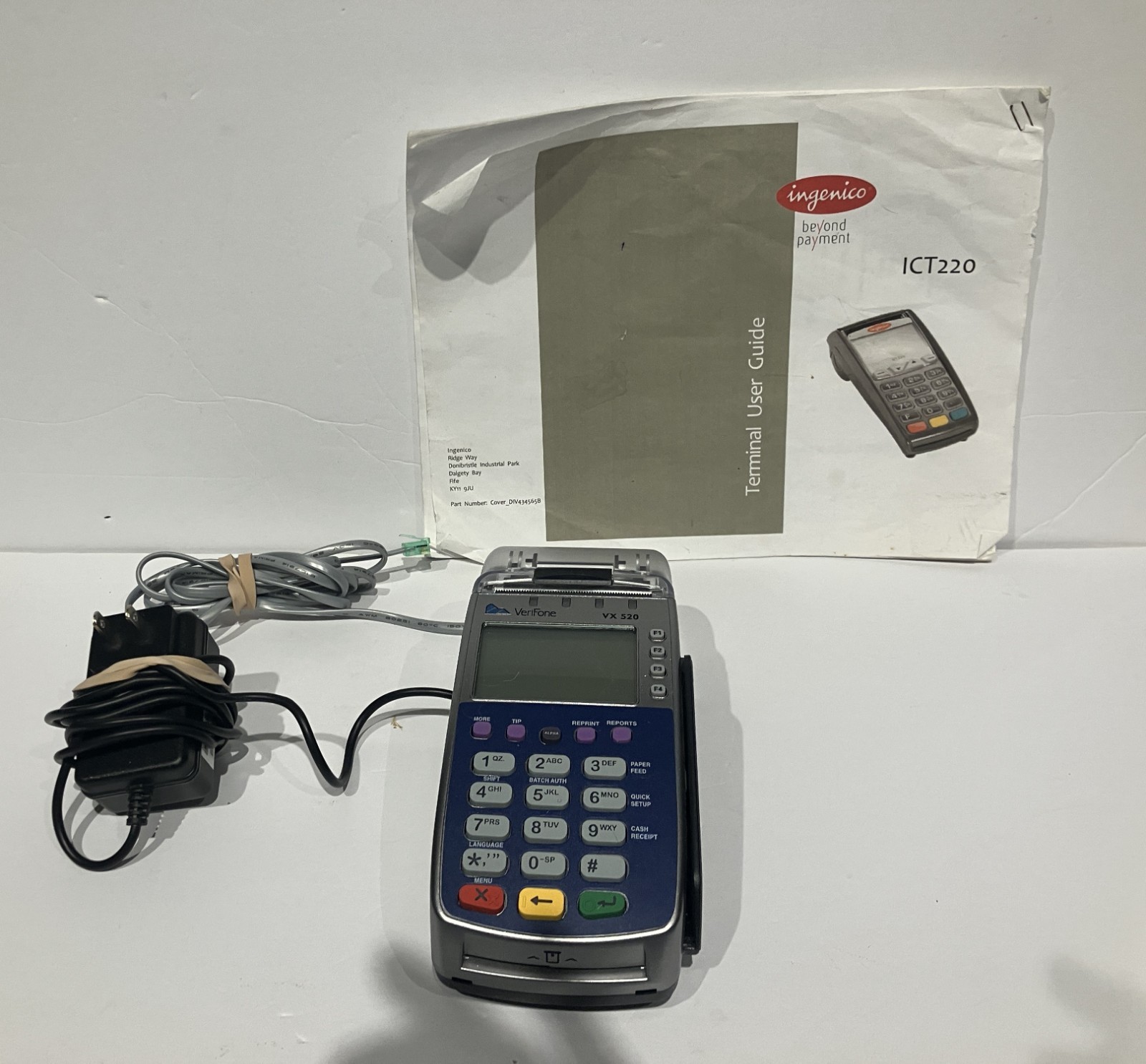 Ingenico ICT 220 Verifone VX 520 Charge Machine w/ Telephone Line Chord/ Guide