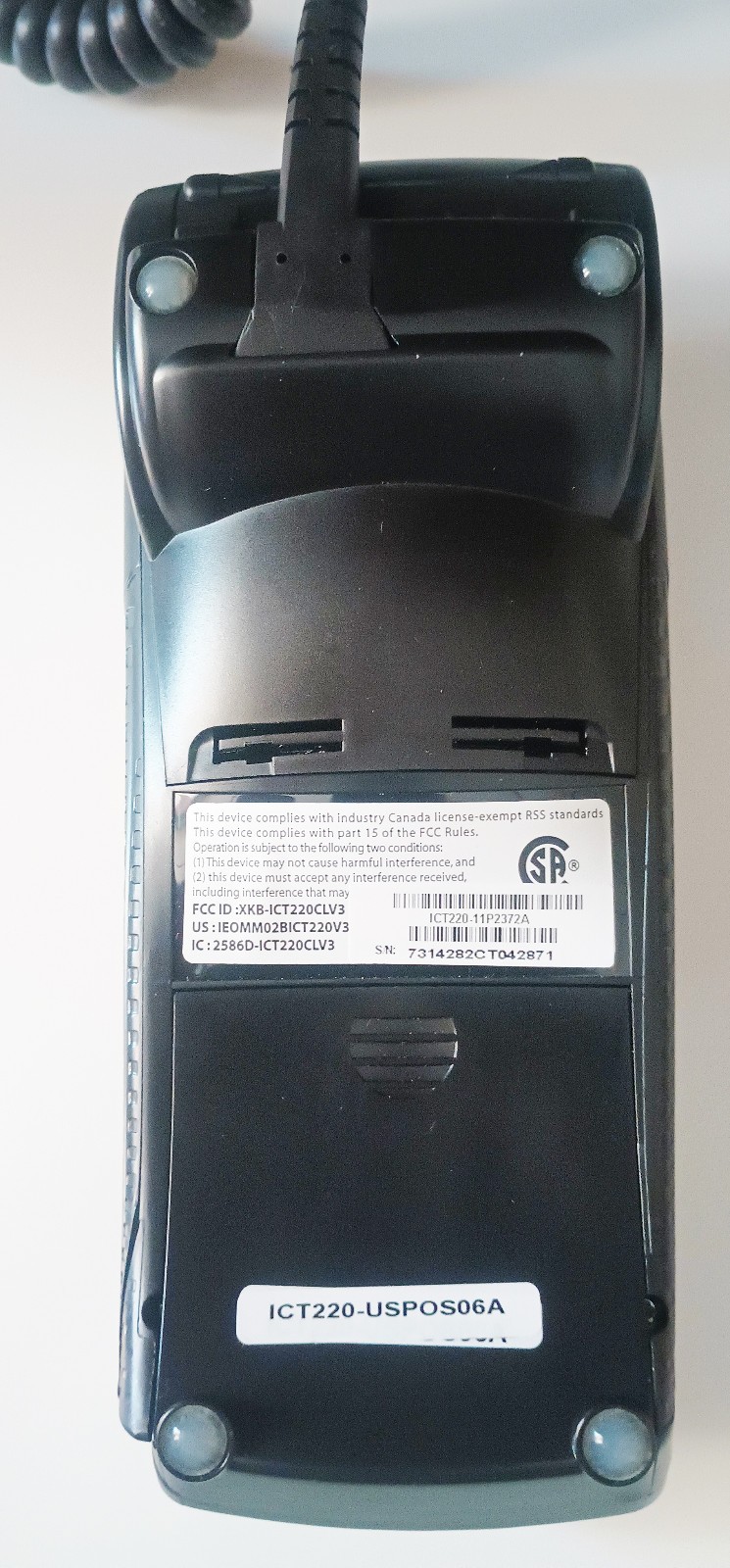 Ingenico iCT 220 Credit Card Payment Reader Terminal With Power Cord & Cables
