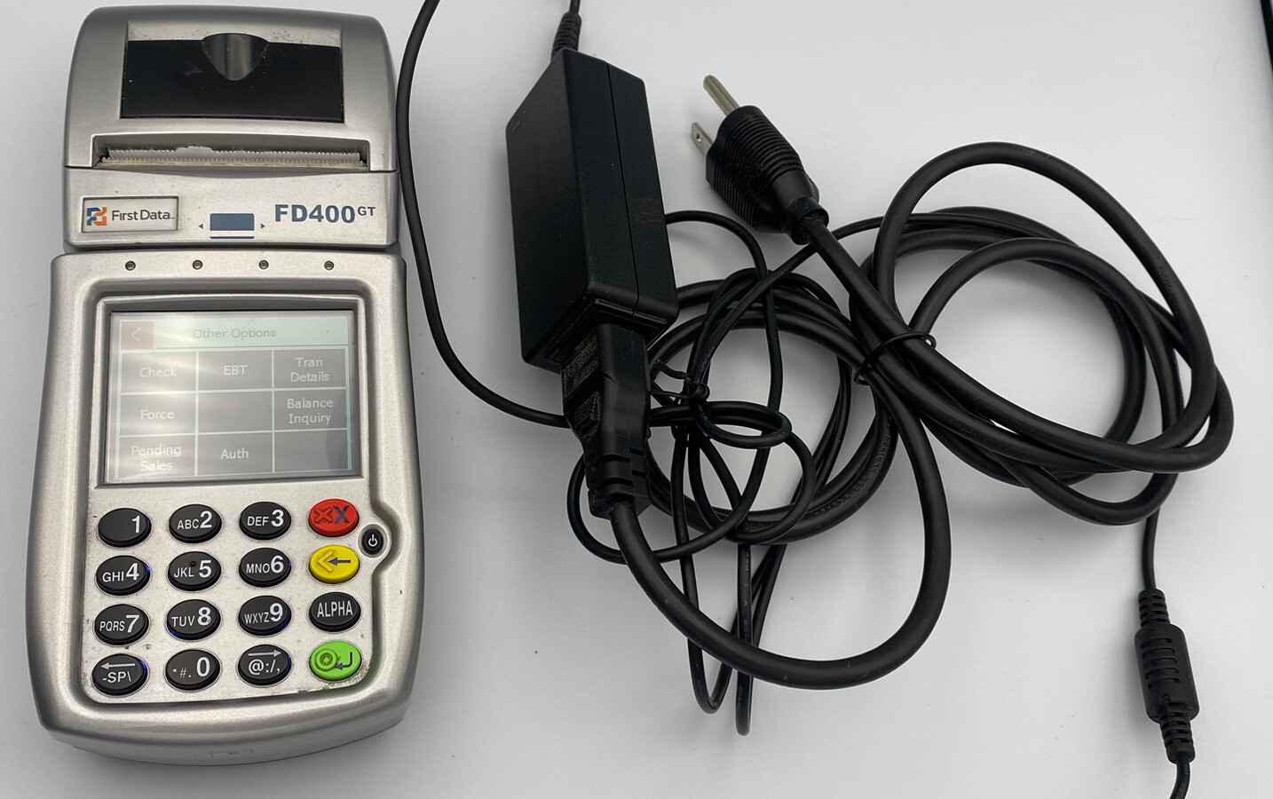 First Data FD-400GT Wireless Terminal Credit Card Machine, Cord & Paper – Works!