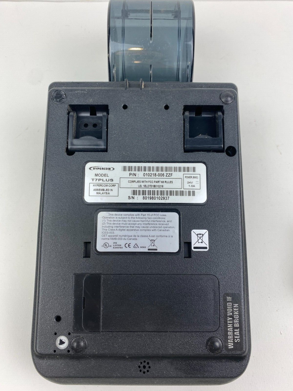 HYPERCOM T7 Plus Credit Card Machine with 3 Paper Rolls No Power Cord