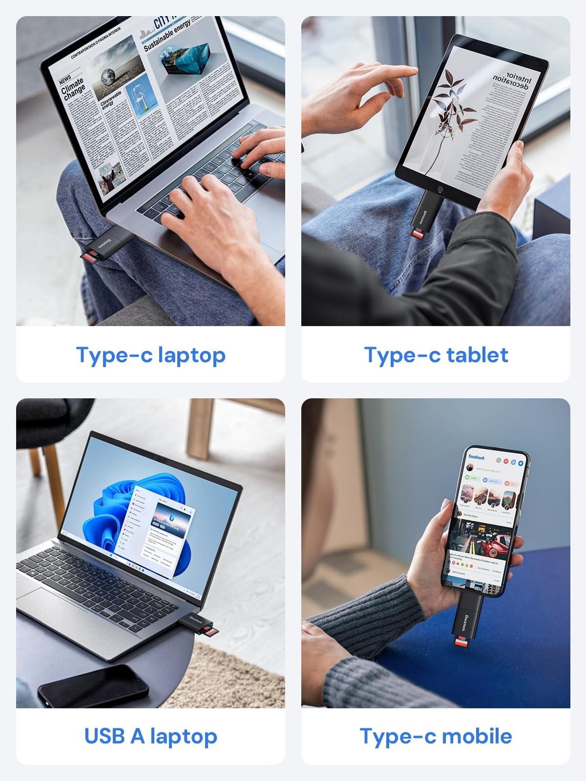 SD Card Reader, Dockteck USB 3.0 Card Reader to Micro SD Card Adapter, 5G SD …