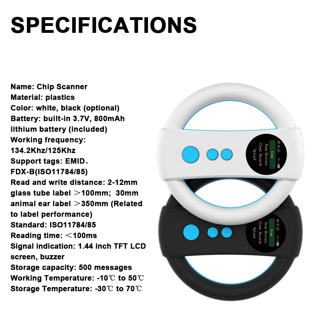 Handheld Portable Animal Chip Scanner 14inch TFT LCD Rechargeable FDX-B