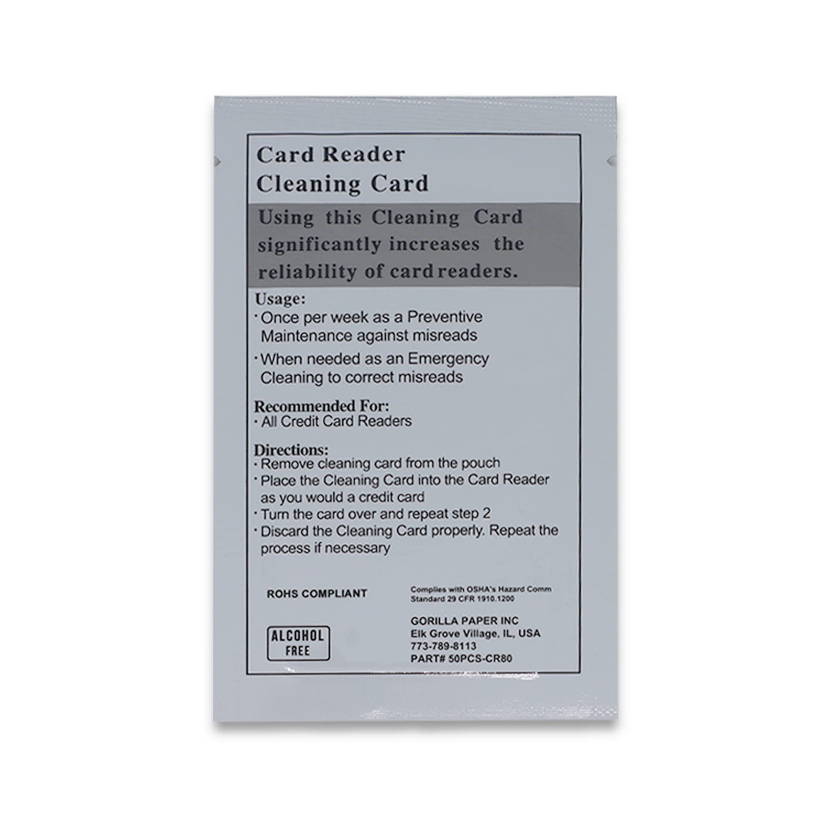 Credit Card Cleaning Cards, Dual Side Card Reader Cleaner, POS Terminal Magne…
