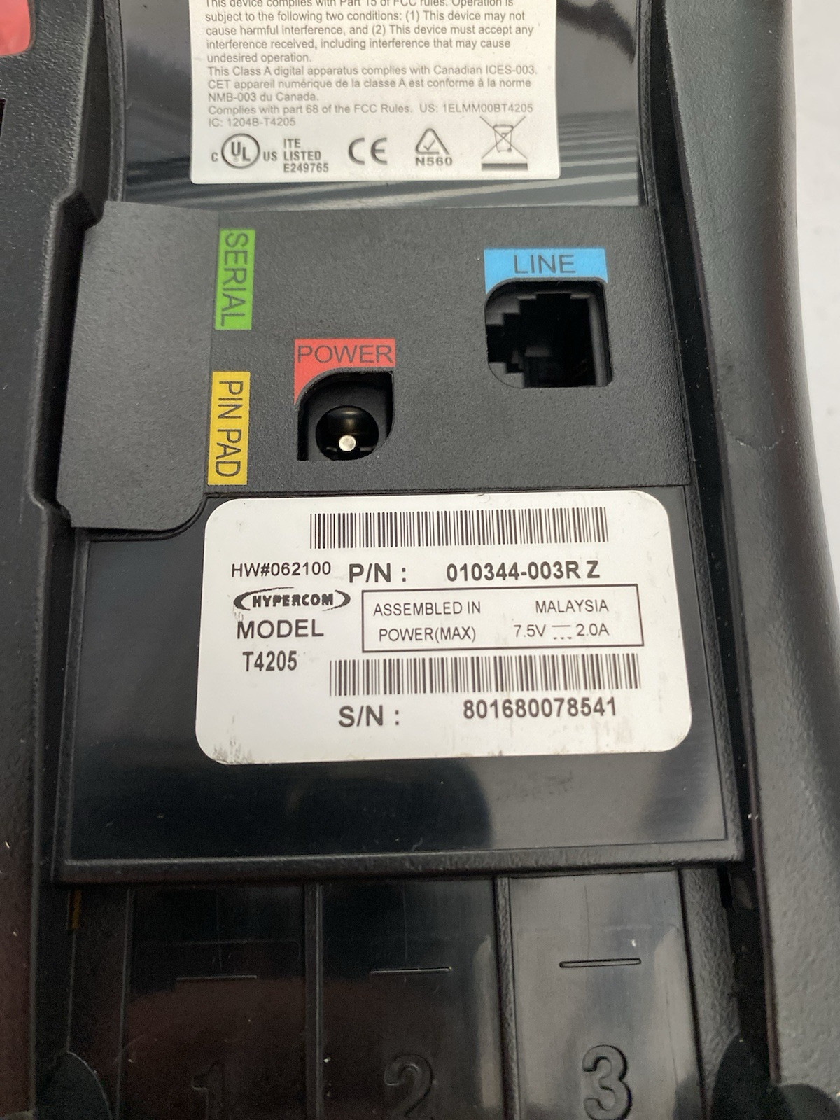 Hypercom T-4205 Credit Card POS Processing Machine Terminal W/ AC Adapter
