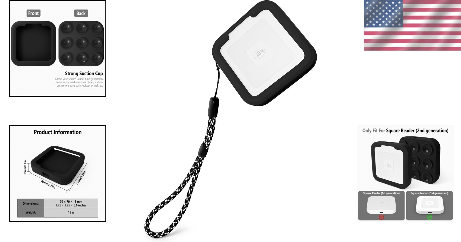Protective Soft Silicone Case for Square Reader with Strap – All-Round Safety