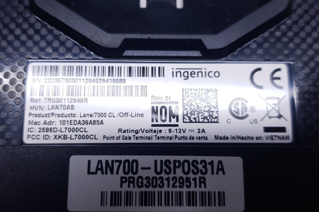 Ingenico Lane 7000 Signature Capture Payment Terminal [Missing AC Adapter] #99