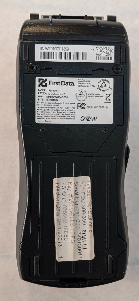 First Data FD400Ti Wireless Credit Card Machine Battery Power Cord