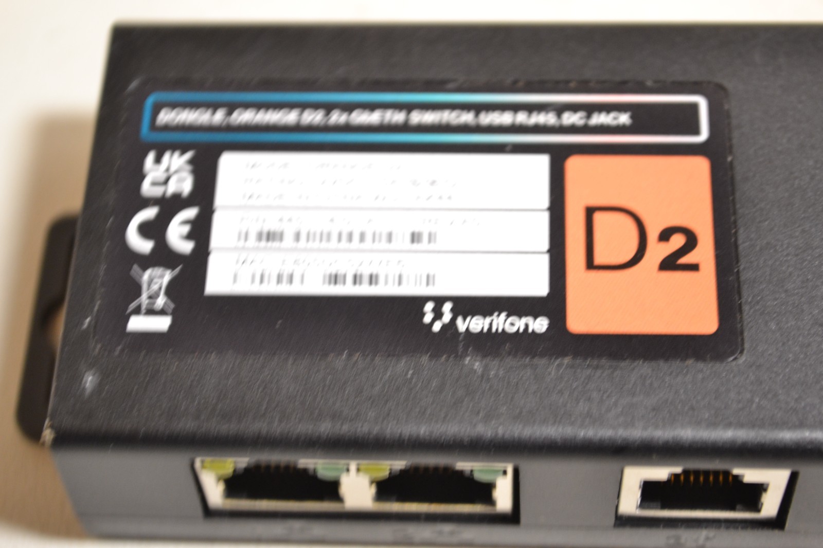 Verifone Dongle, Orange D2, 2xGbETH Switch, USB RJ45, DC Jack