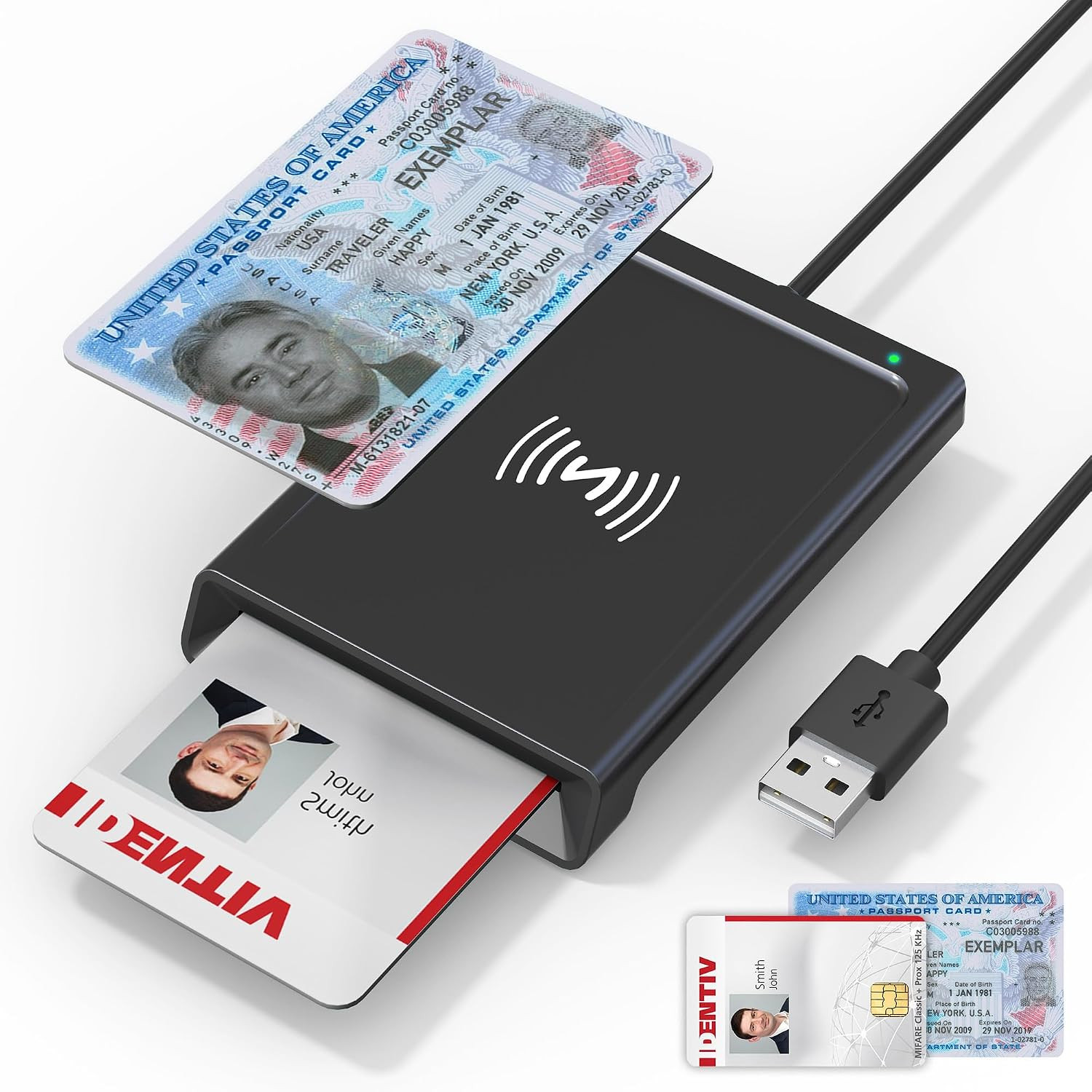 NFC Reader & CAC Reader Military 2-In-1 Smart Card Reader with NFC Support Ic/Id