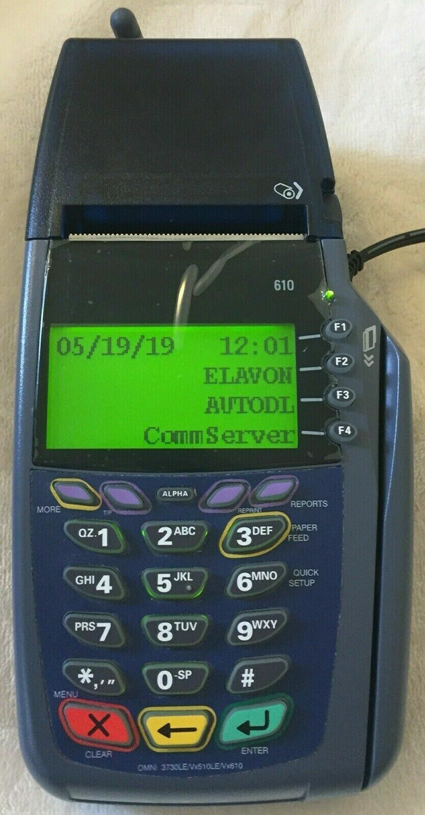 Verifone VX610 Credit Card Chip Reader w/ Power Supply, Battery, & Paper