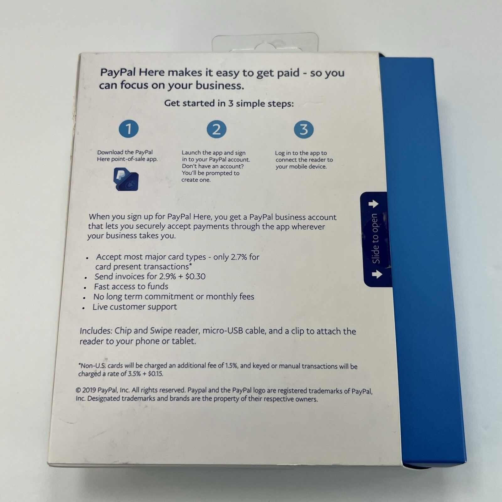 PayPal HERE Chip and Swipe Mobile Debit Credit Card Reader PCSUSDCRT – TESTED