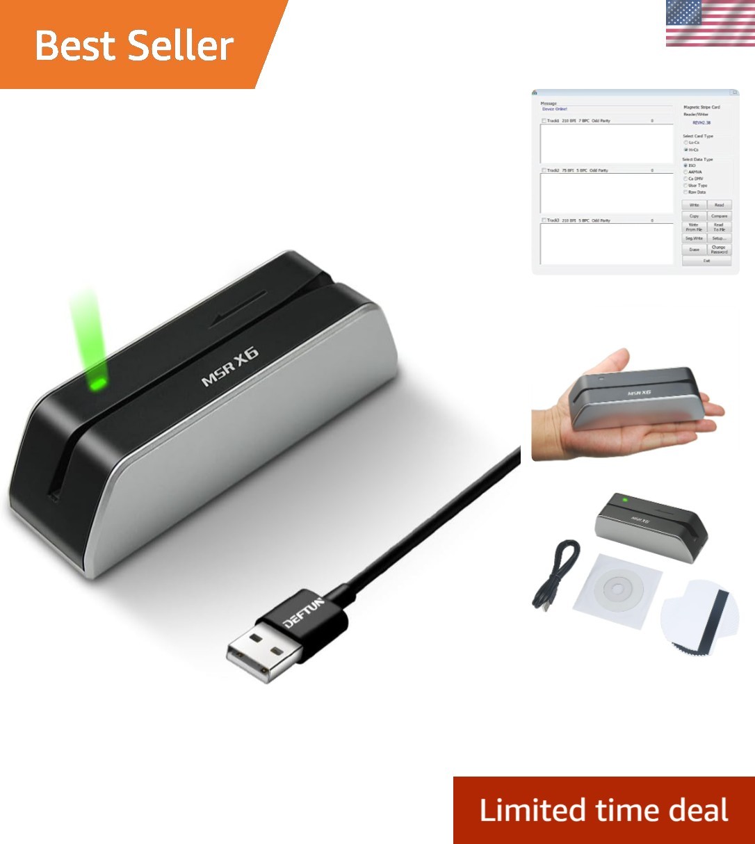 Portable MSRX6 Magstripe Credit Card Reader – Works with Windows & Mac