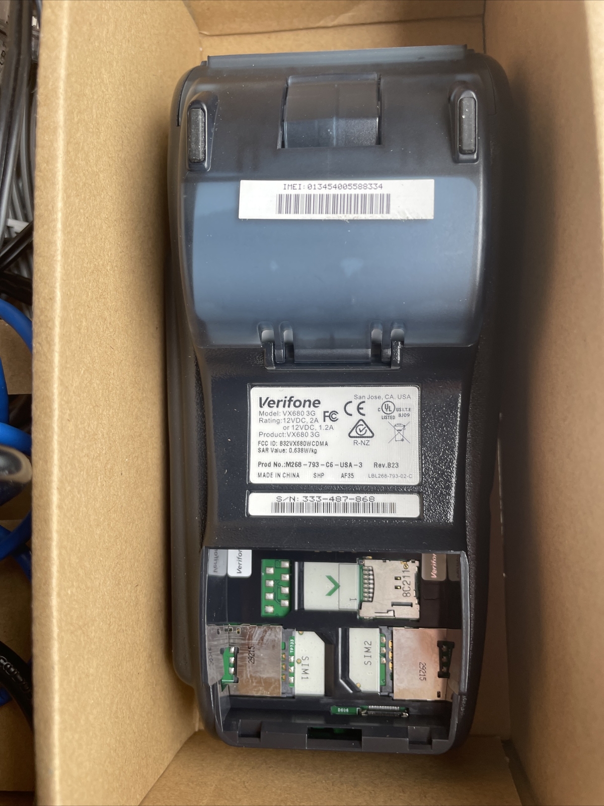 Verifone VX 680 3G Silver Handheld Wireless Credit Card Terminal