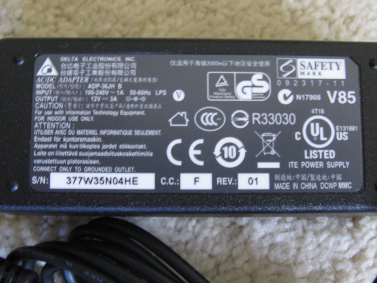 First Data FD410 Power Adapter / CHARGER ’36JH’ ***only ORIGINAL***BRAND NEW