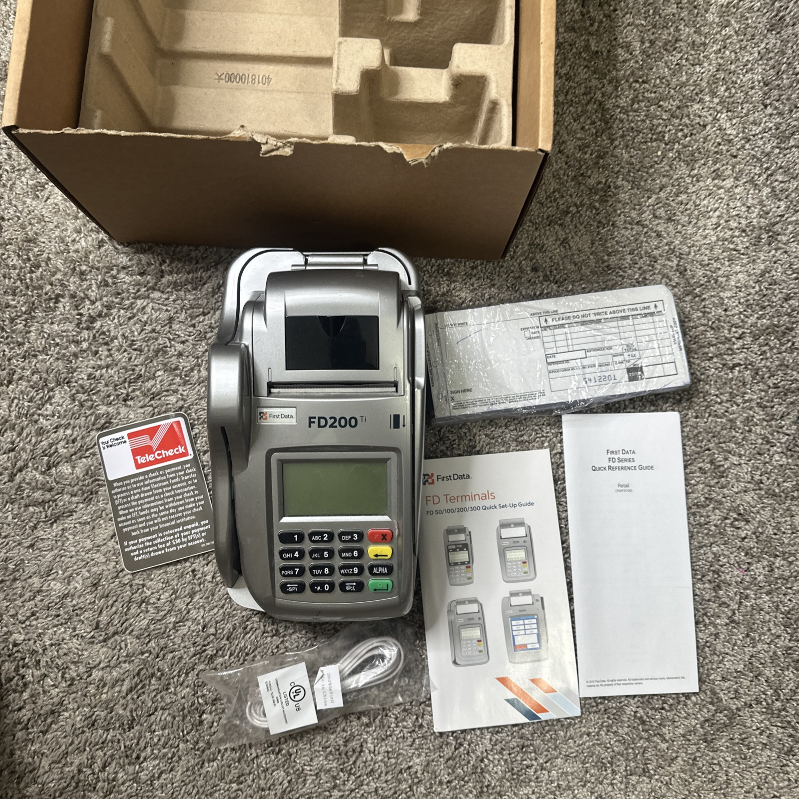 First Data FD200TI Credit Card Terminal, No Power Supply