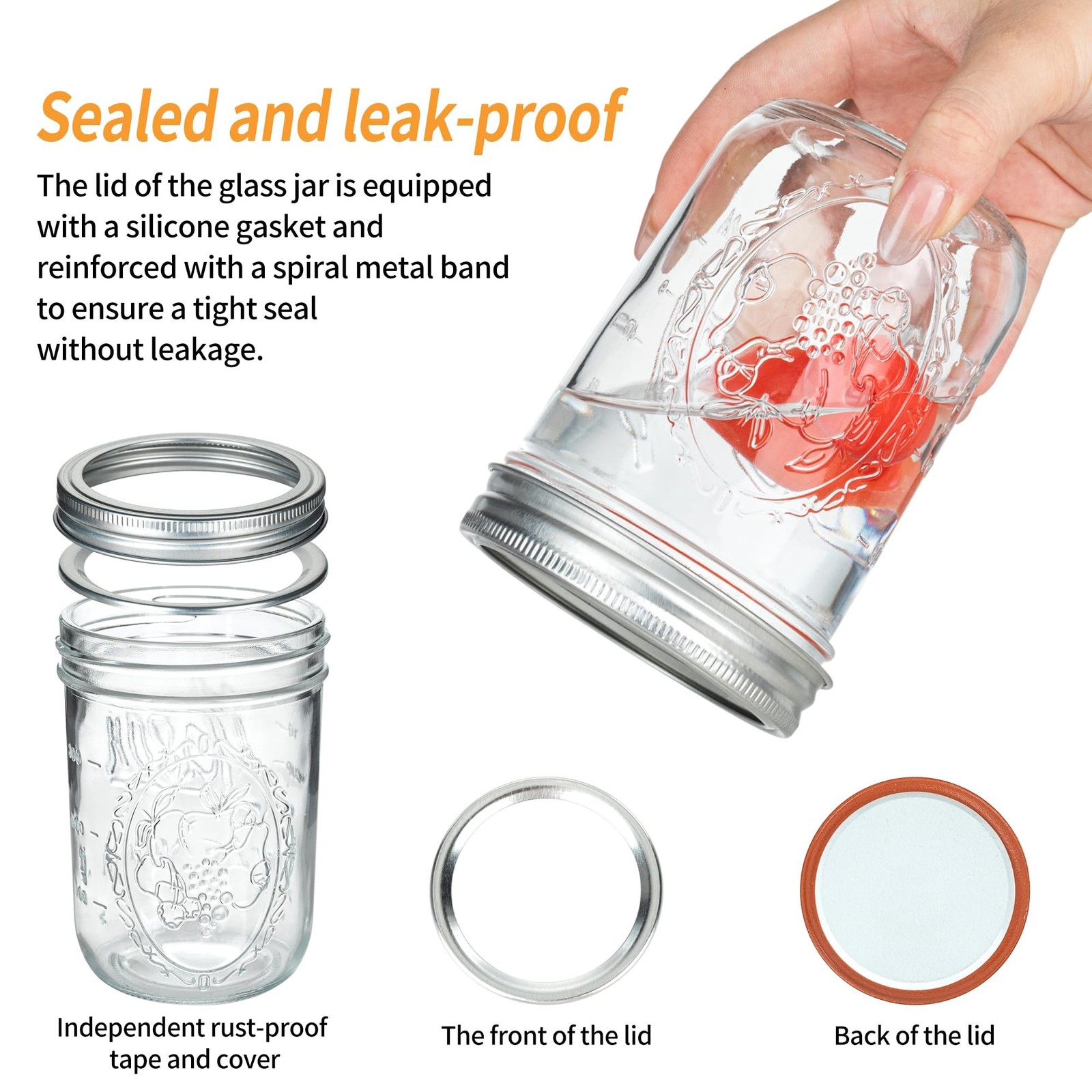 P&C GOODS Wide Mouth Mason Jars 16 oz with Lids 8 Pack, Canning Jars with Met…