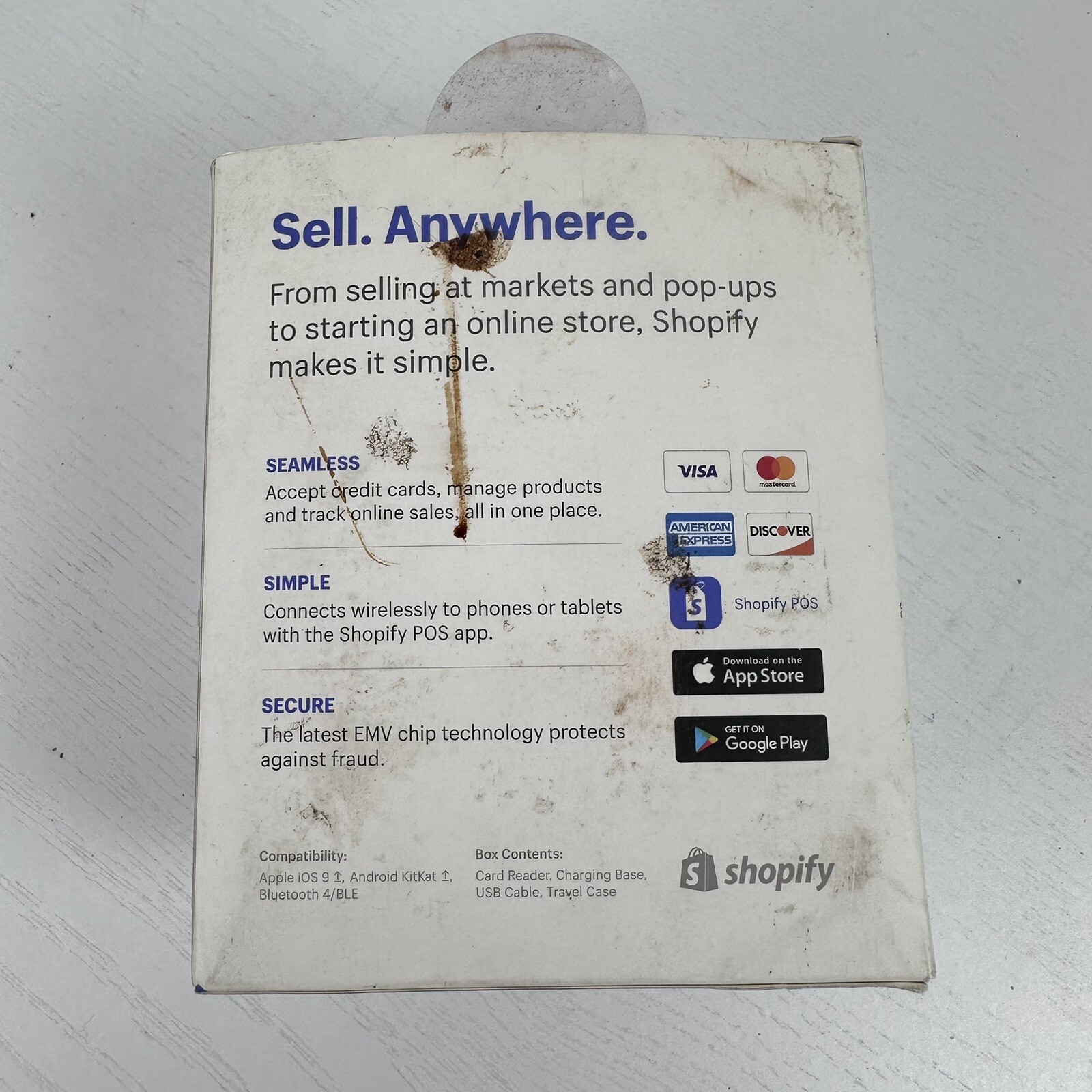 Shopify Chip And Swipe Card Reader Base Case White Point Of Sale POS No USB Cord