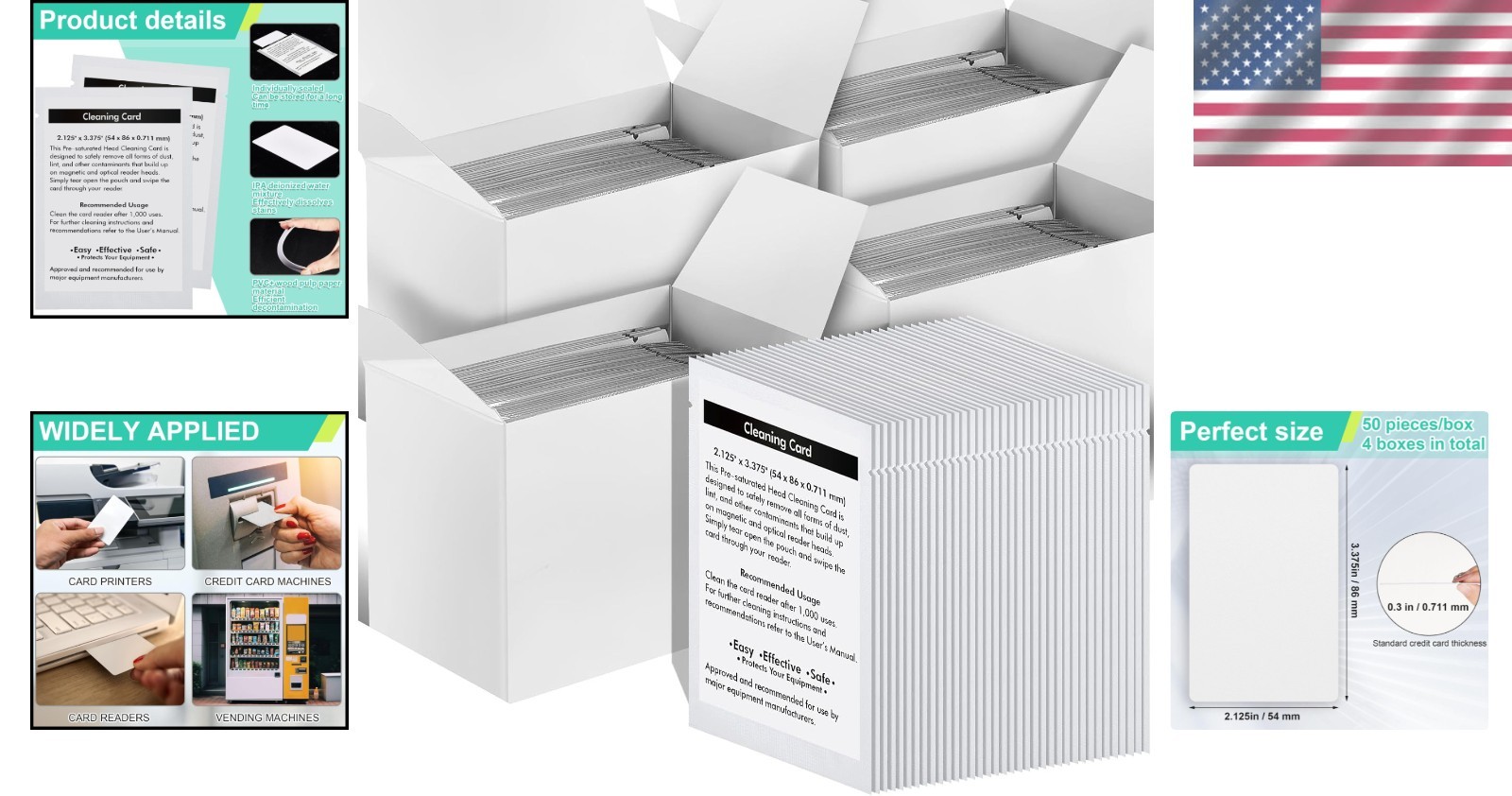 200 Credit Card Reader Cleaning Wipes – Dual Side