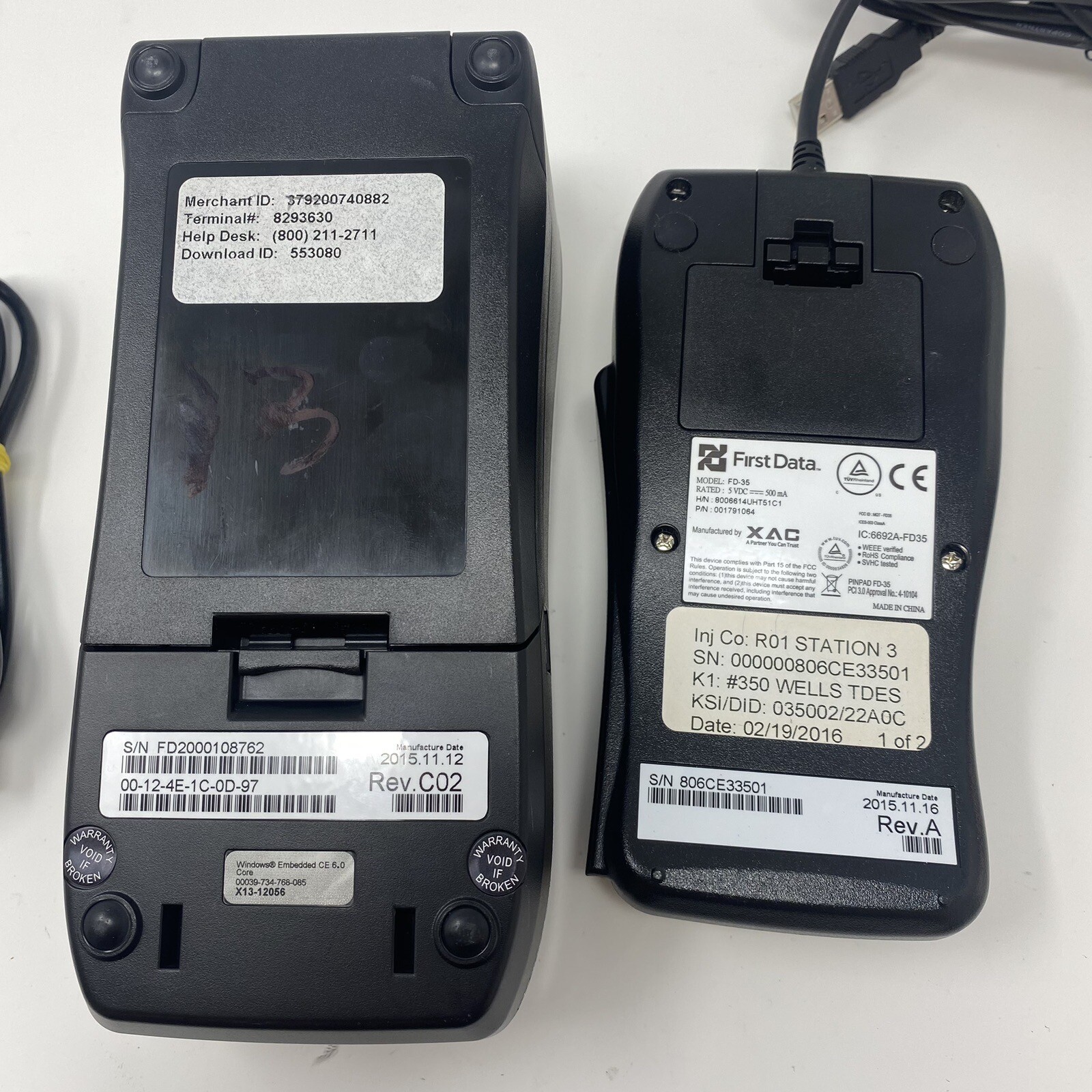 First Data FD130 Duo and FD-35 PIN Pad Credit Debit Card POS Terminal UNTESTED