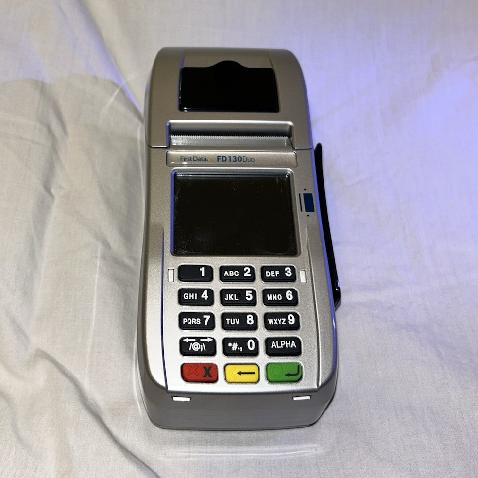 First Data FD130 Duo Wired Card Terminal Built-In Receipt Printer (untested)