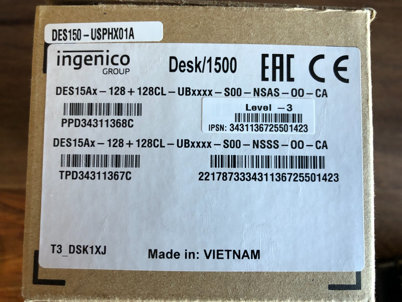 Ingenico Desk 1500 Credit Card-Chip-Tap terminal with accessories+24 therm rolls