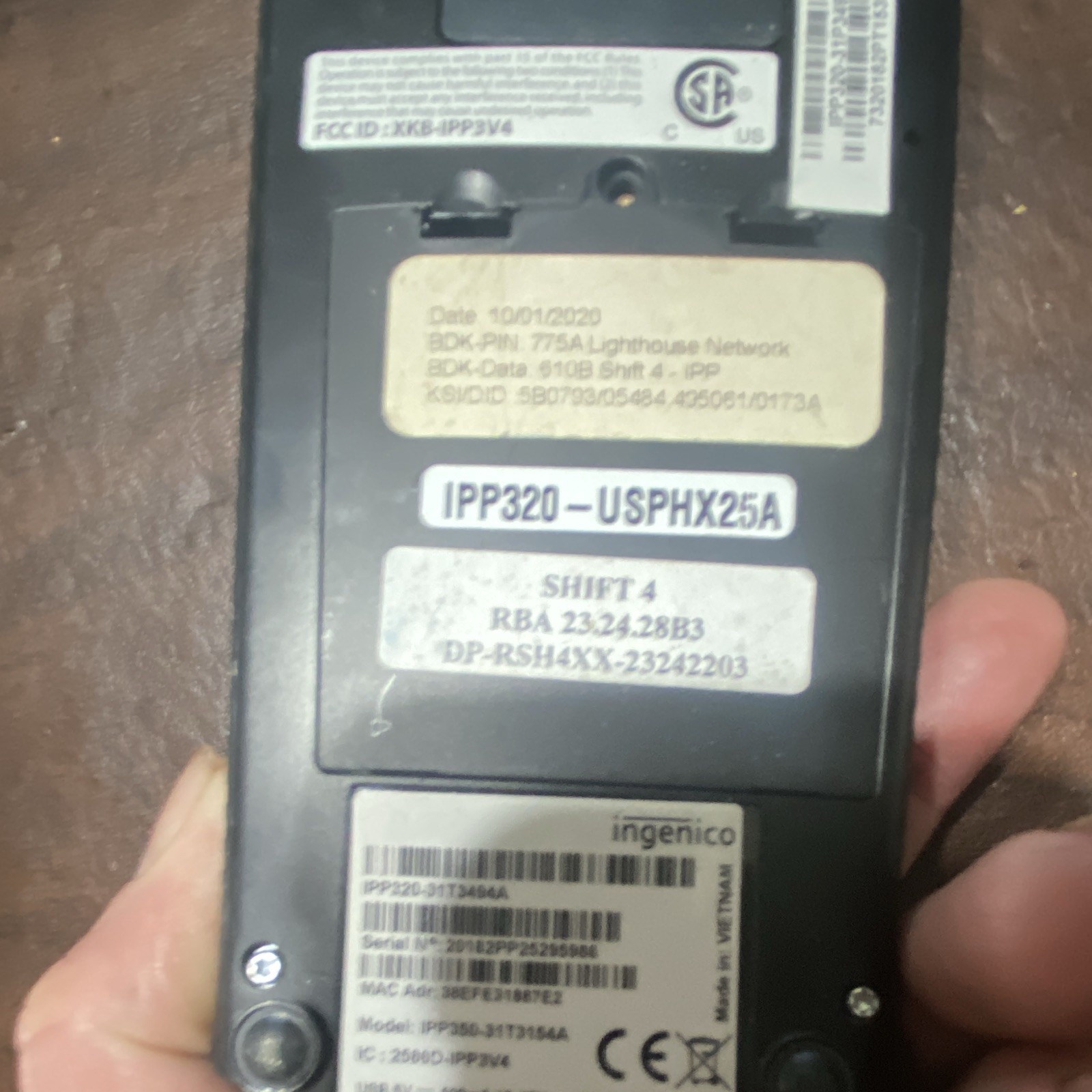 Ingenico iPP320 Wired Card Terminal w/ Base, Power Adapter IPP320-USPHX25A