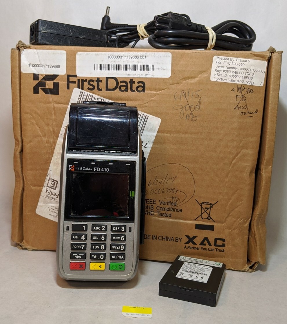First Data FD 410 aAPT-103PUW Credit Card Payment Processing Terminal