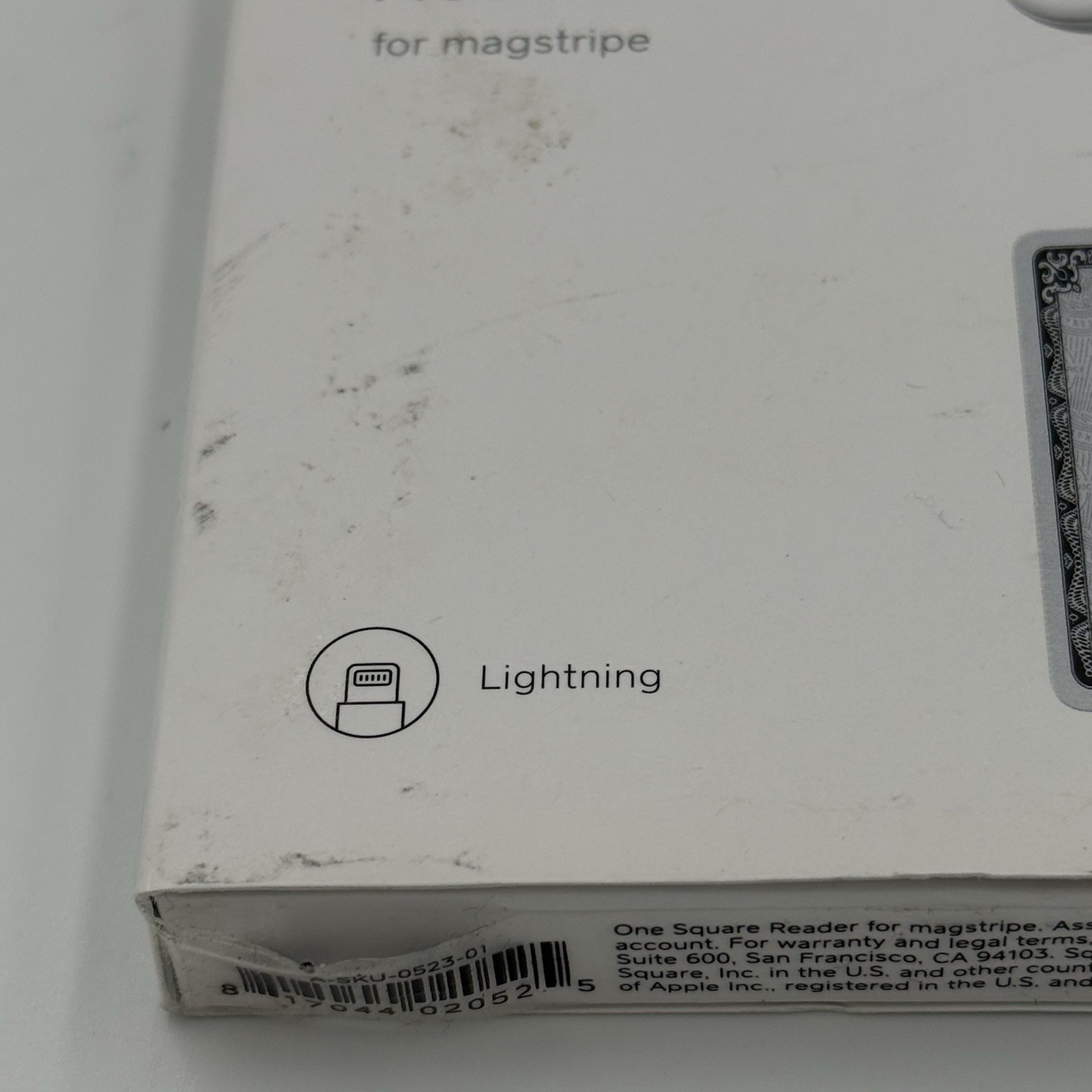 Square Reader Magstripe Lightning Connector A-SKU-0523 New Sealed Box Wear