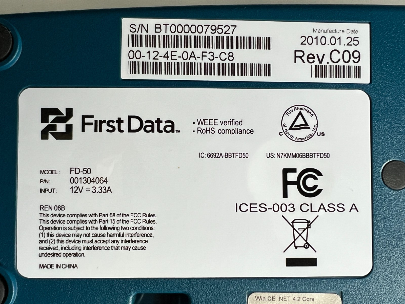 First Data FD50 Credit Card Terminal FD-50 NEW + FREE SHIPPING