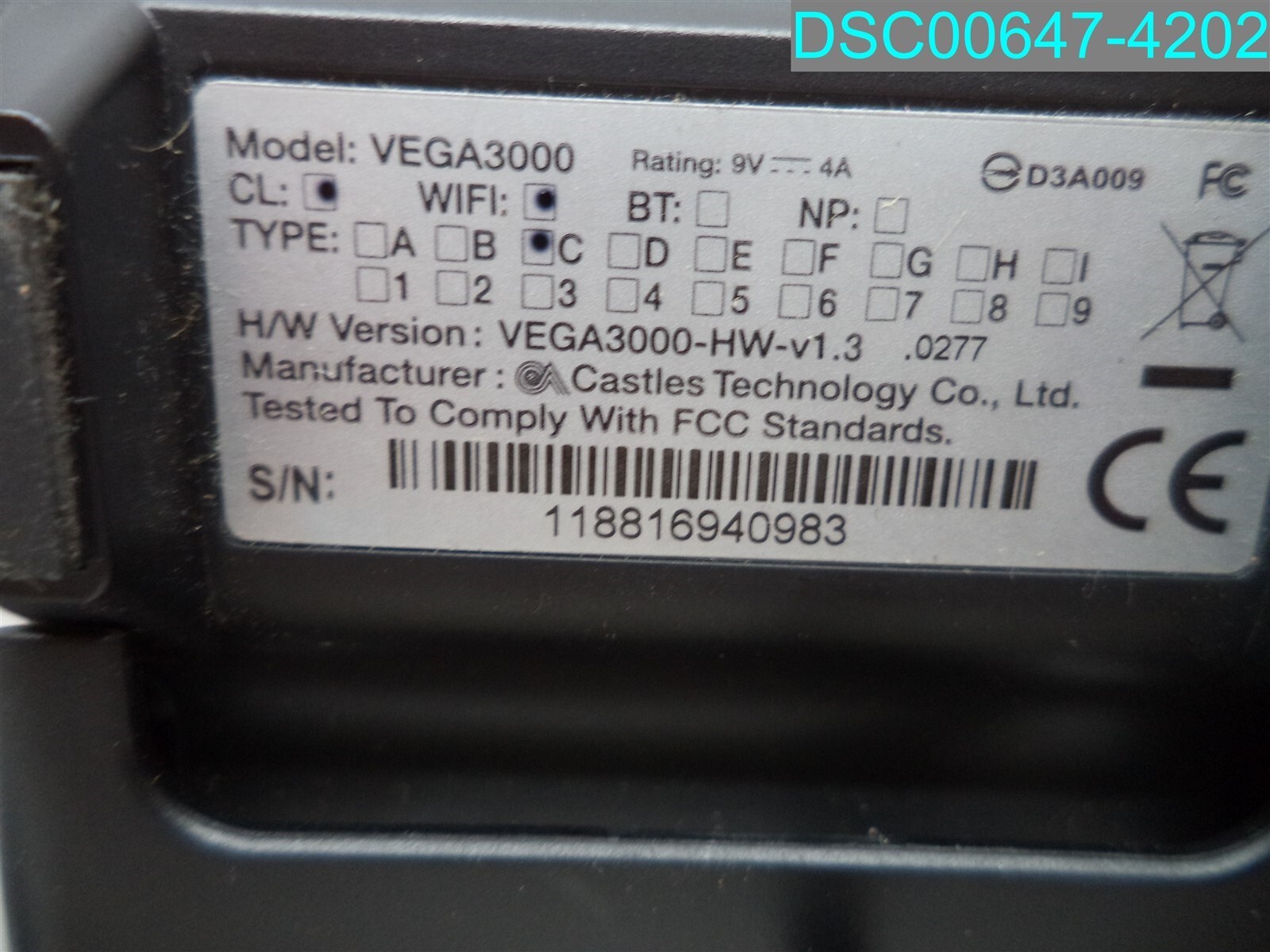 Used Item DEJAVOO SM Z8 Credit Card Terminal VEGA3000