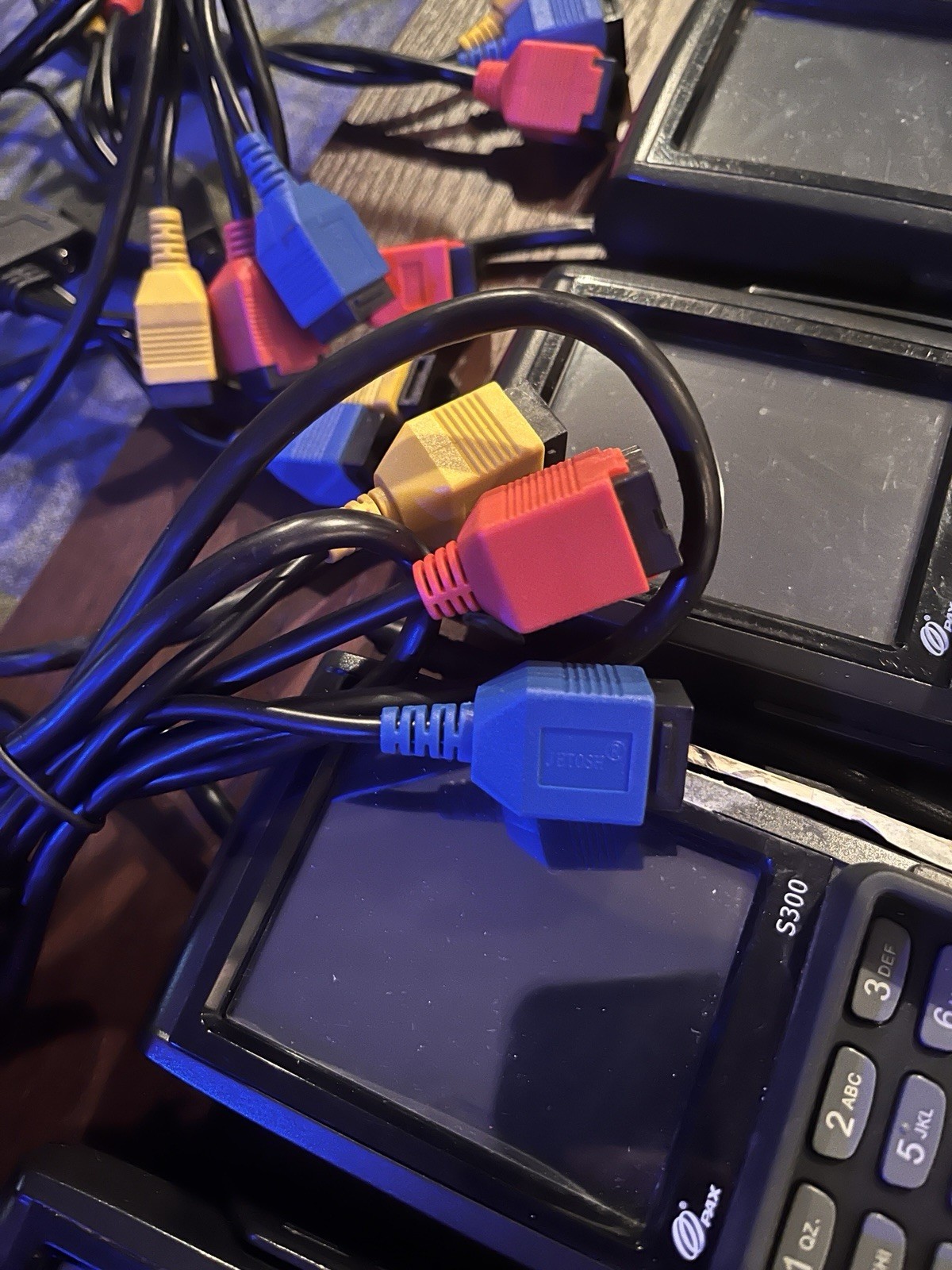 Lot of 7 PAX S300 Credit Card Payment Terminals (5 w/ Cables) – AS-IS