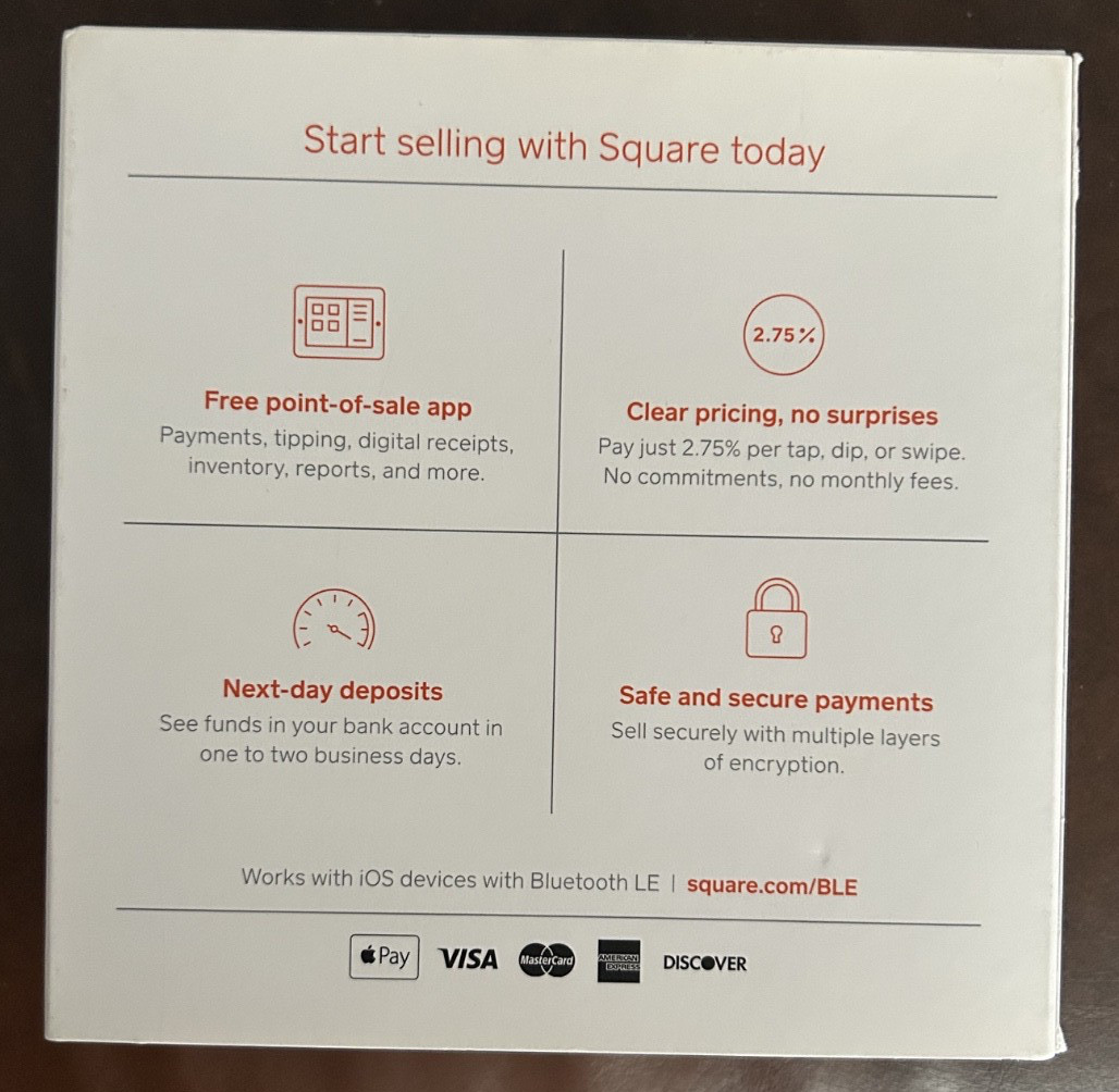 Square Contactless Credit Card and Chip Reader – 1st Gen, White – NEW