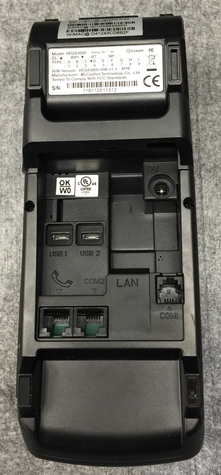 DEJAVOO Z11 VEGA3000 Credit and Debit Card Terminal with Power Supply – Tested