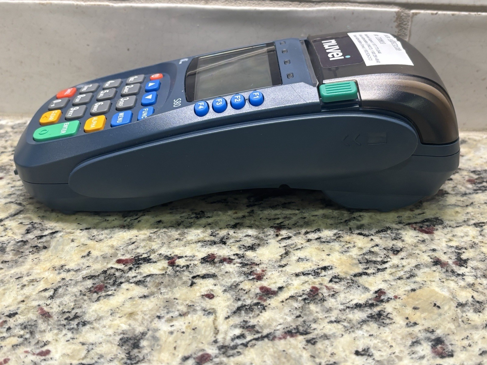 PAX S80 Credit Card Reader Terminal Unit w/ Cables & Receipt Tape Powers On EUC