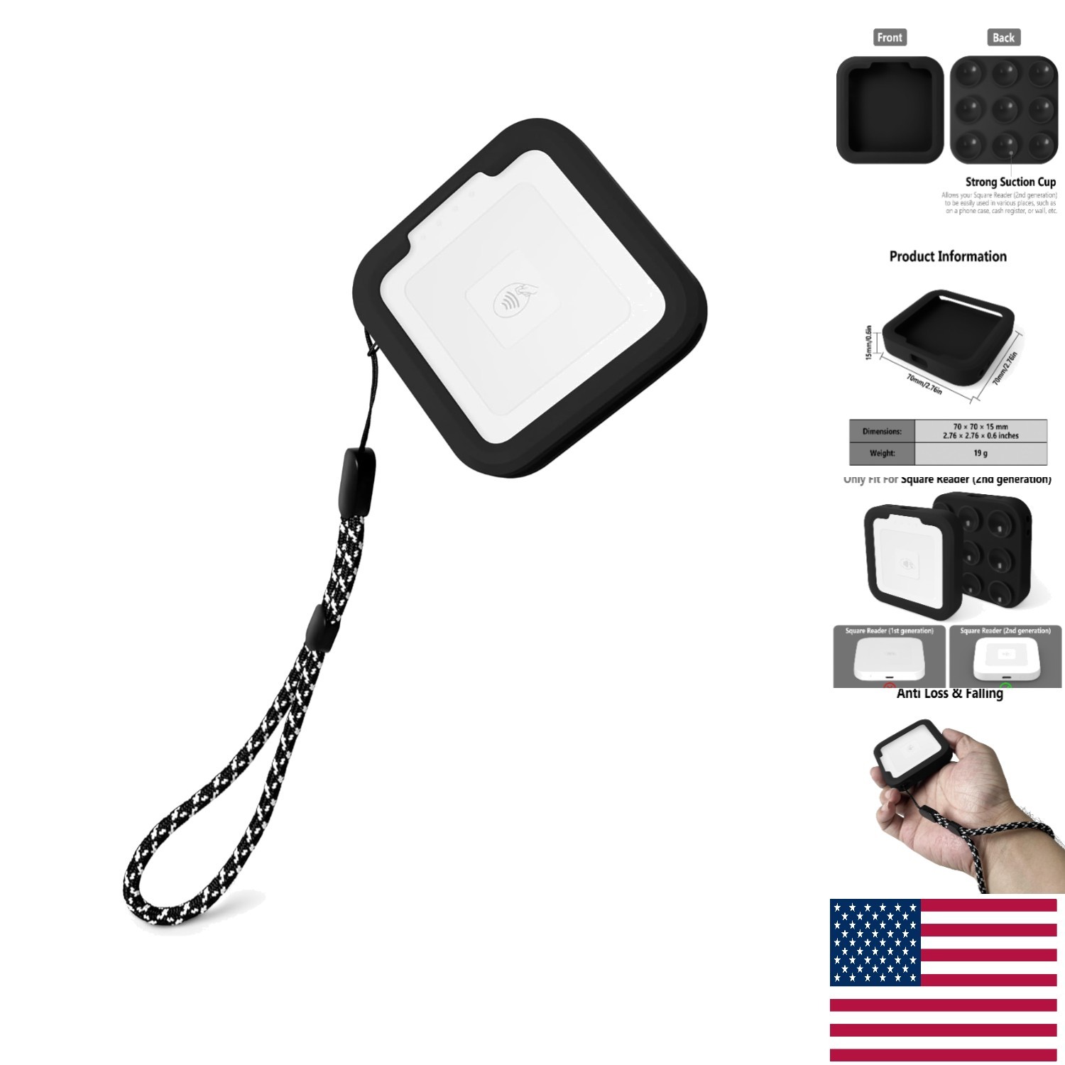 Protective Soft Silicone Case for Square Reader with Strap – All-Round Safety