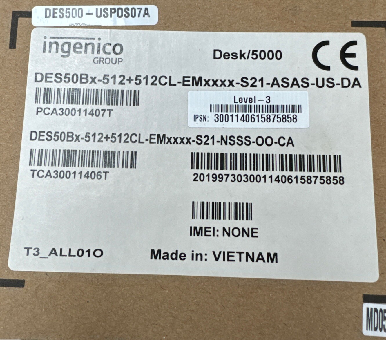Ingenico Desk 5000 (PCA30011407t) Payment Terminal Untested Appears New