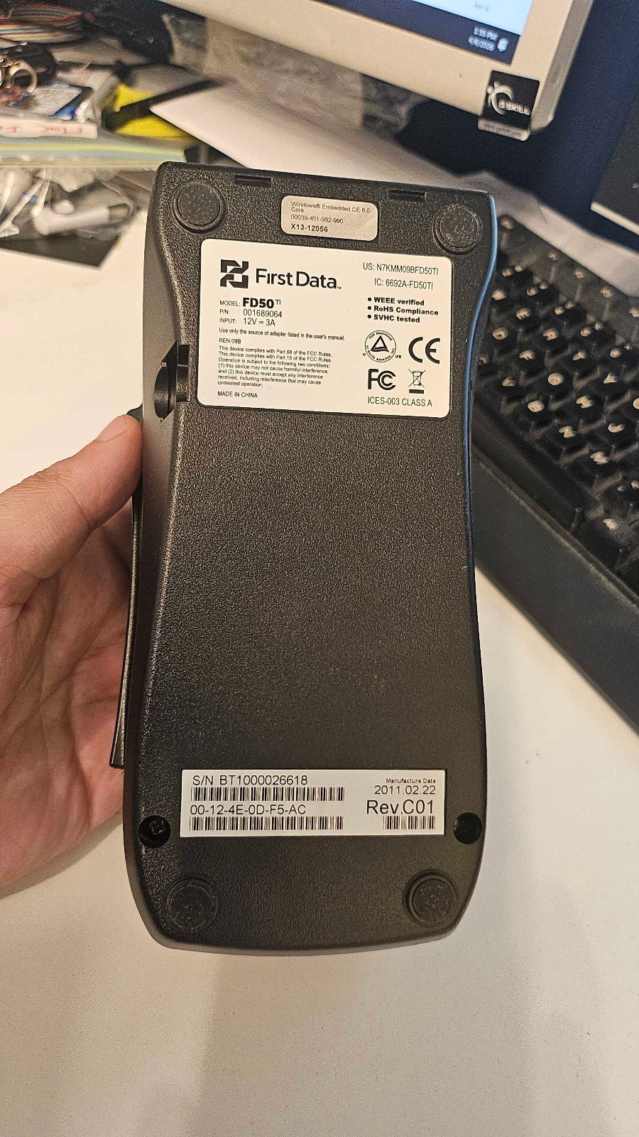 First Data FD50Ti Ethernet Dial Credit Debit Terminal No Power Supply Not Tested