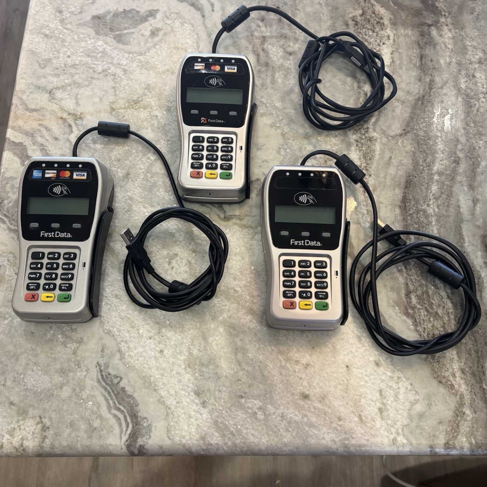 Lot of 3 First Data FD-35 Credit Card Pin Reader Card Read POS USED
