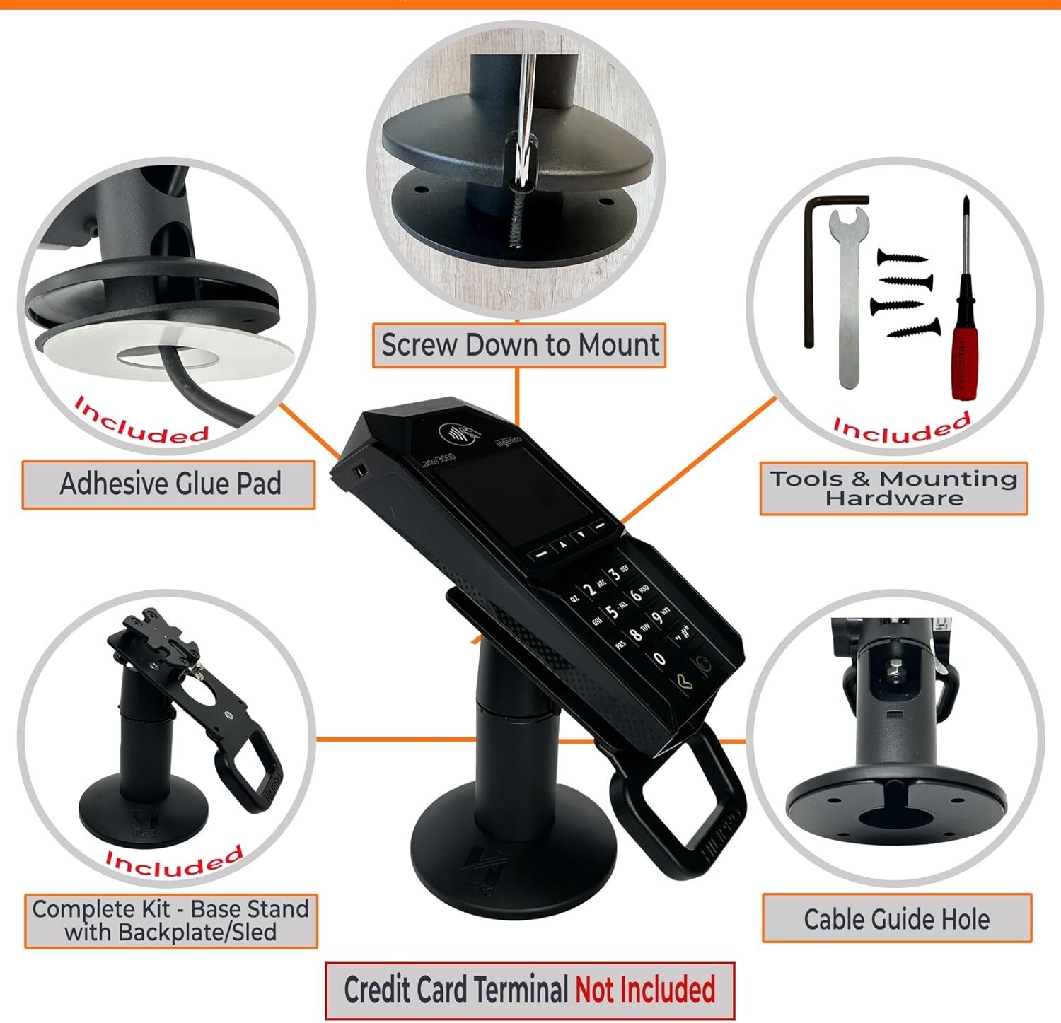 Point of Sale Stand -Swivel Stand for Ingenico Lane 3000, 3600, 5000, 7000, 8000