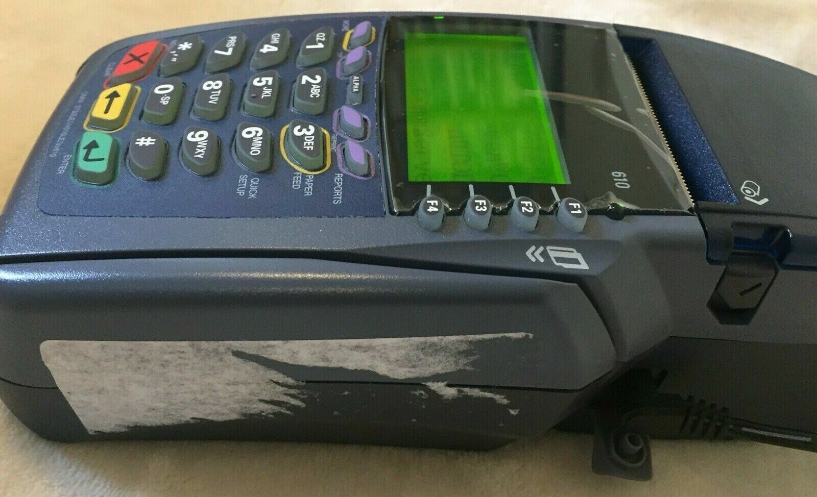 Verifone VX610 Credit Card Chip Reader w/ Power Supply, Battery, & Paper