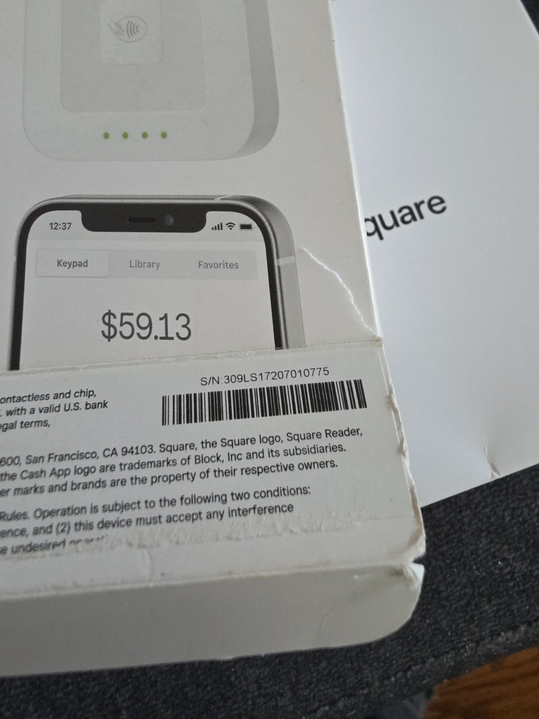 Square Reader for contactless and chip Open Box Never Used Business White