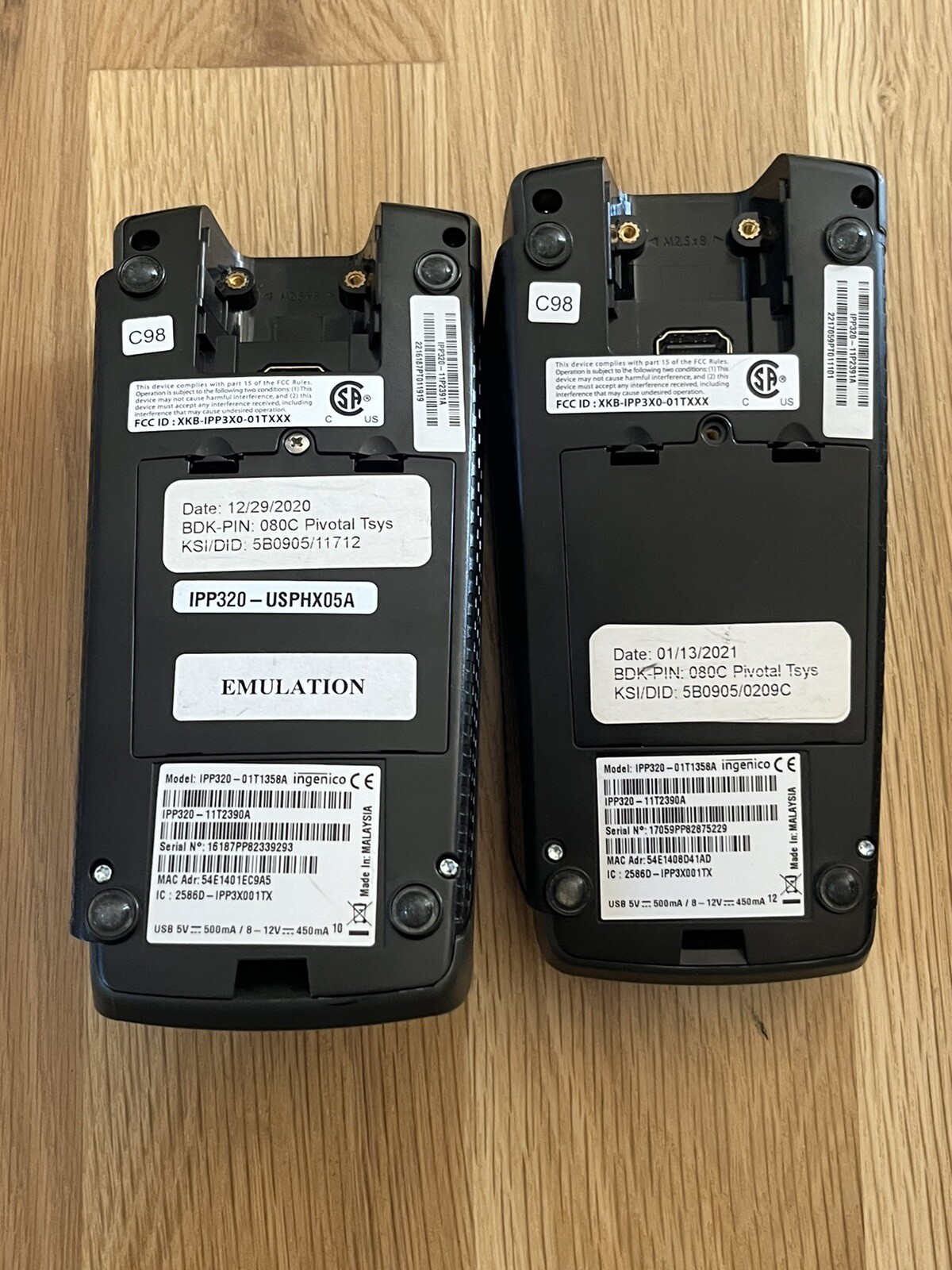 Ingenico IPP320 POS Credit Card Reader IPP320-01T1358A- Lot Of 2- Works No Cords