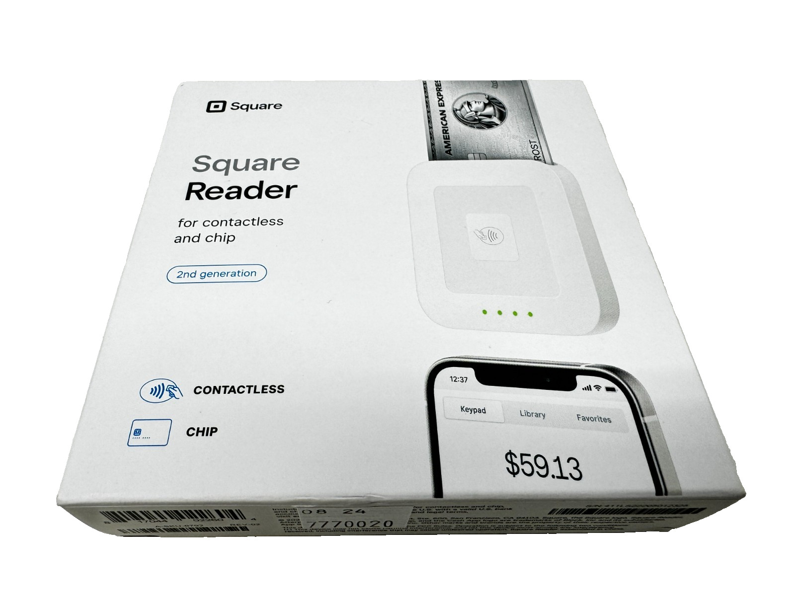 New Square Card Reader for Contactless and Chip 2nd Generation White