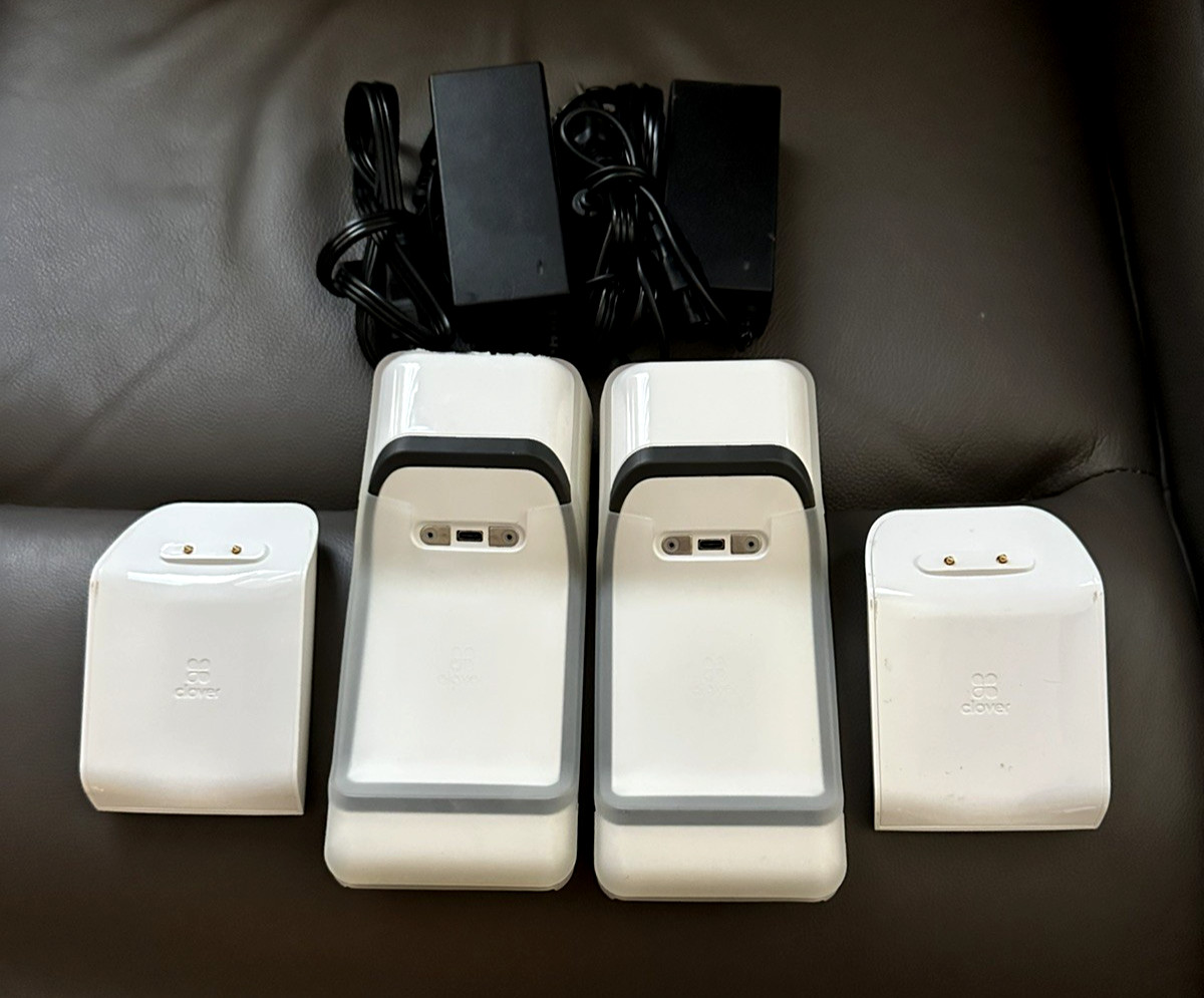 Clover Flex 2 White POS – Lot of 2 – Factory Reset – Protective Grip Case