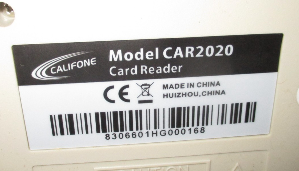 Califone CardMaster CAR2020 Magnetic Card Reader w/Power Adapter
