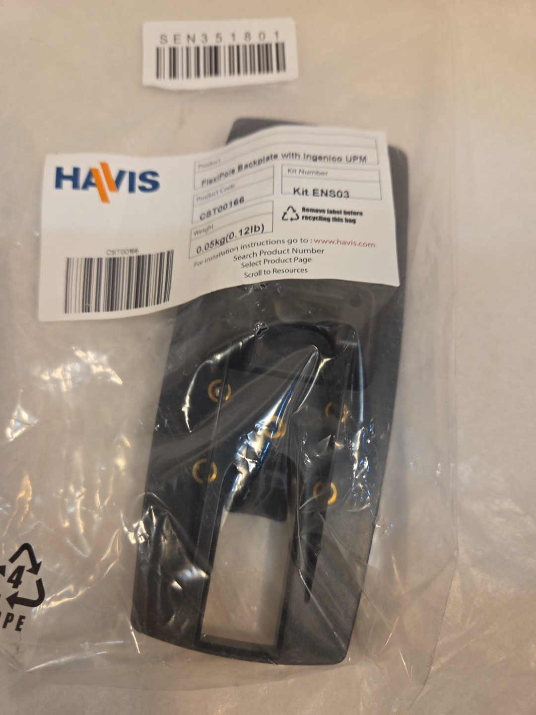 Havis CST00166 FlexiPole Backplate for Ingenico Lane 3000, 7000, 8000, & Desk…
